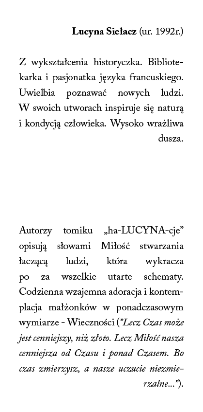 okładka ha-LUCYNA-cje autorstwa Lucyny i Michała Siełacz